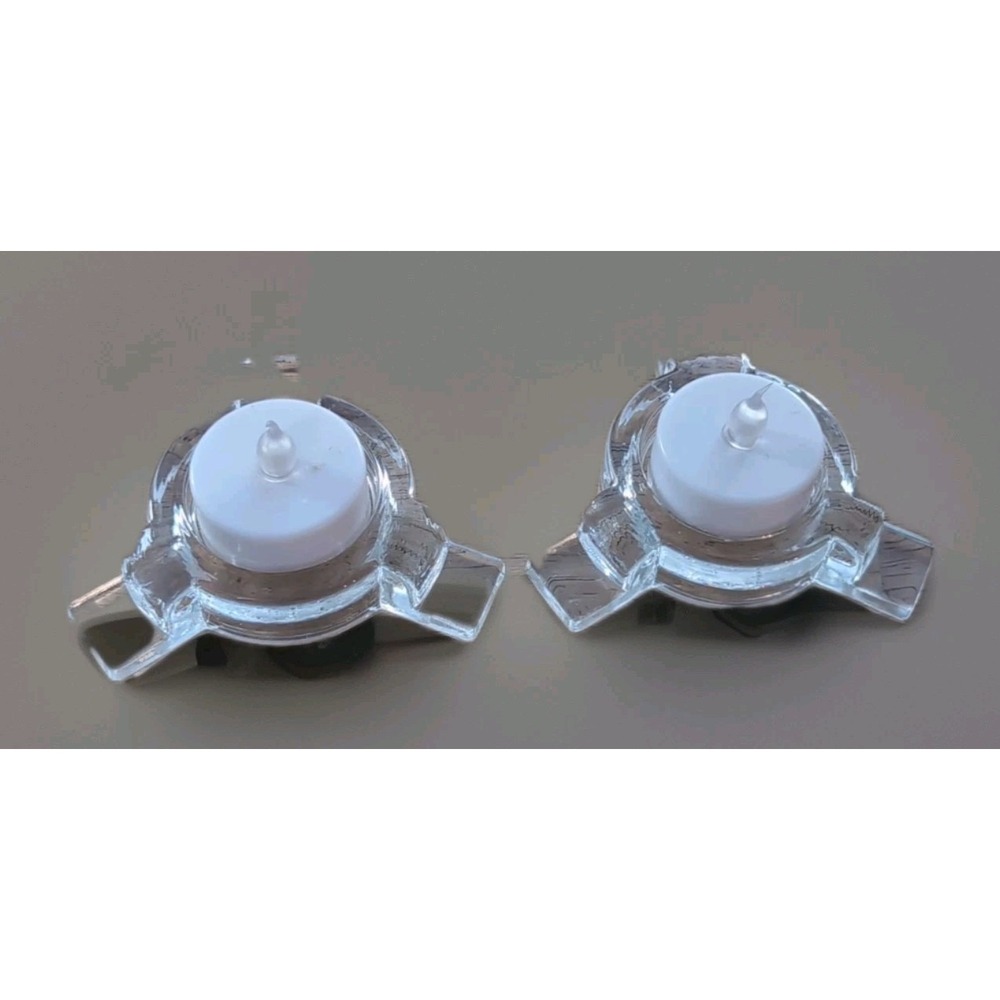 Pair Of Vintage Glass Candle Holders Good For Tea Lights Or Candles